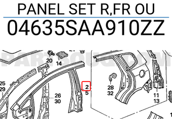 Honda 04635SAA910ZZ PANEL SET R,FR OU