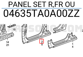 Honda 04635TA0A00ZZ PANEL SET R,FR OU