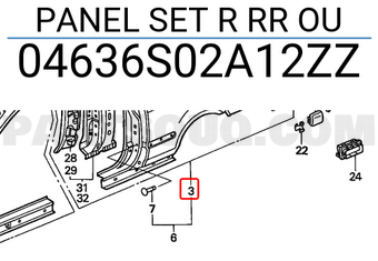 Honda 04636S02A12ZZ PANEL SET R RR OU
