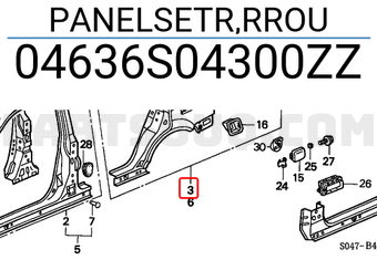Honda 04636S04300ZZ PANELSETR,RROU