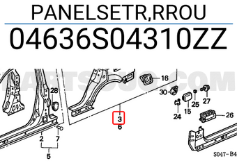 Honda 04636S04310ZZ PANELSETR,RROU
