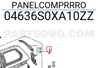 Honda 04636S0XA10ZZ PANELCOMPRRRO