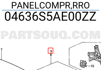 Honda 04636S5AE00ZZ PANELCOMPR,RRO