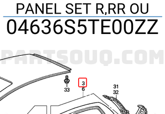 Honda 04636S5TE00ZZ PANEL SET R,RR OU