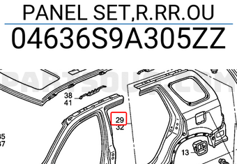 Honda 04636S9A305ZZ PANEL SET,R.RR.OU
