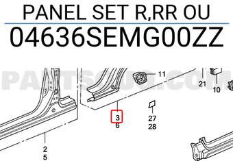Honda 04636SEMG00ZZ PANEL SET R,RR OU
