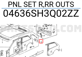Honda 04636SH3Q02ZZ PNL SET R,RR OUTS