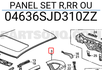 Honda 04636SJD310ZZ PANEL SET R,RR OU