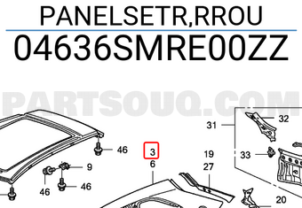 Honda 04636SMRE00ZZ PANELSETR,RROU