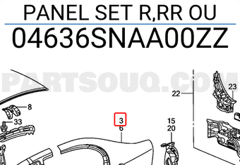 Honda 04636SNAA00ZZ PANEL SET R,RR OU
