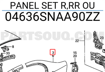 Honda 04636SNAA90ZZ PANEL SET R,RR OU