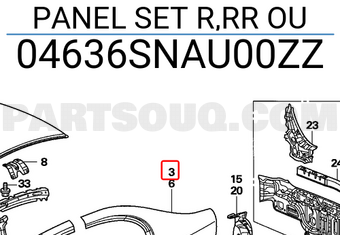 Honda 04636SNAU00ZZ PANEL SET R,RR OU