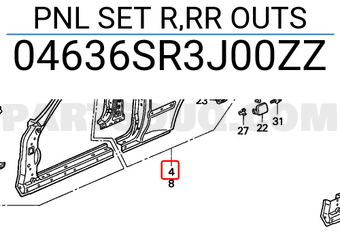 Honda 04636SR3J00ZZ PNL SET R,RR OUTS