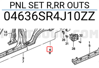Honda 04636SR4J10ZZ PNL SET R,RR OUTS