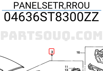 Honda 04636ST8300ZZ PANELSETR,RROU