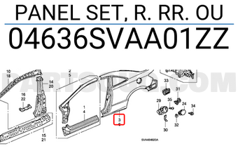 Honda 04636SVAA01ZZ PANEL SET, R. RR. OU