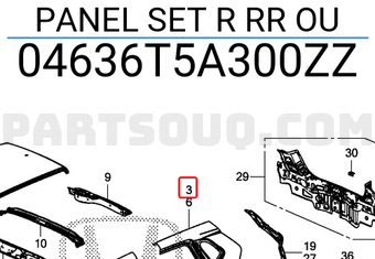 Honda 04636T5A300ZZ PANEL SET R RR OU