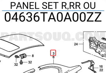 Honda 04636TA0A00ZZ PANEL SET R,RR OU