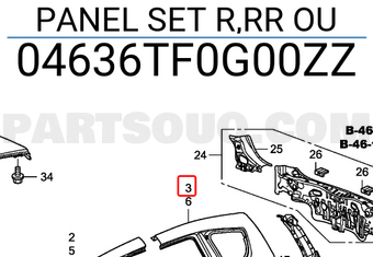Honda 04636TF0G00ZZ PANEL SET R,RR OU
