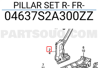 Honda 04637S2A300ZZ PILLAR SET R- FR