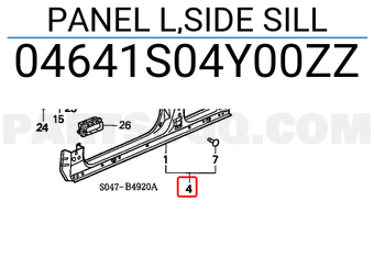 Honda 04641S04Y00ZZ PANEL L,SIDE SILL