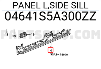Honda 04641S5A300ZZ PANEL L,SIDE SILL