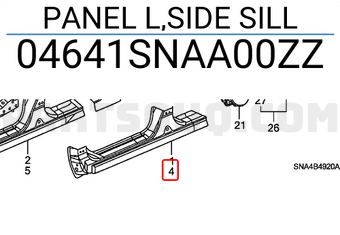 Honda 04641SNAA00ZZ PANEL L,SIDE SILL