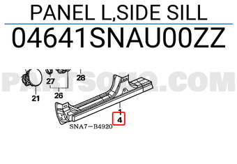 Honda 04641SNAU00ZZ PANEL L,SIDE SILL