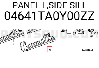 Honda 04641TA0Y00ZZ PANEL L,SIDE SILL