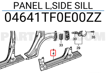 Honda 04641TF0E00ZZ PANEL L,SIDE SILL