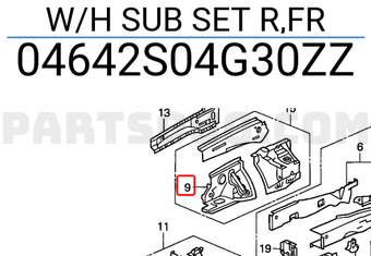 Honda 04642S04G30ZZ W/H SUB SET R,FR
