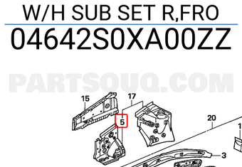 Honda 04642S0XA00ZZ W/H SUB SET R,FRO