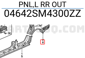 Honda 04642SM4300ZZ PNL,L RR OUT