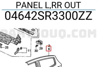 Honda 04642SR3300ZZ PANEL L,RR OUT