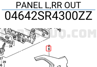 Honda 04642SR4300ZZ PANEL L,RR OUT