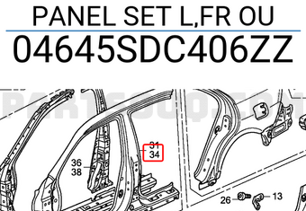 Honda 04645SDC406ZZ PANEL SET L,FR OU