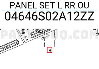 Honda 04646S02A12ZZ PANEL SET L RR OU