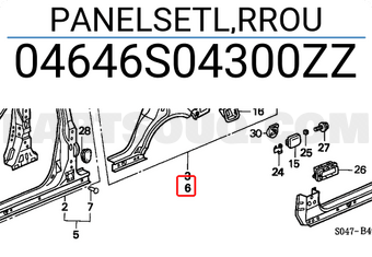 Honda 04646S04300ZZ PANELSETL,RROU