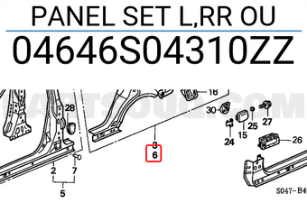 Honda 04646S04310ZZ PANEL SET L,RR OU