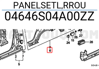 Honda 04646S04A00ZZ PANELSETL,RROU