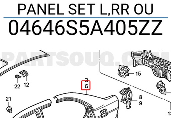Honda 04646S5A405ZZ PANEL SET L,RR OU