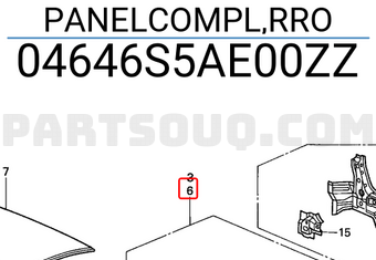 Honda 04646S5AE00ZZ PANELCOMPL,RRO