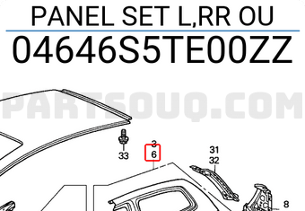 Honda 04646S5TE00ZZ PANEL SET L,RR OU
