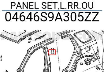 Honda 04646S9A305ZZ PANEL SET,L.RR.OU