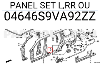 Honda 04646S9VA92ZZ PANEL SET L,RR OU