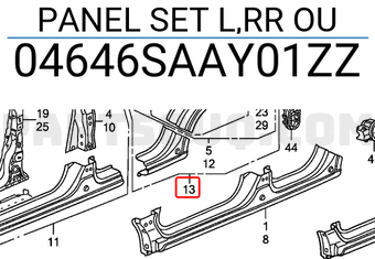 Honda 04646SAAY01ZZ PANEL SET L,RR OU