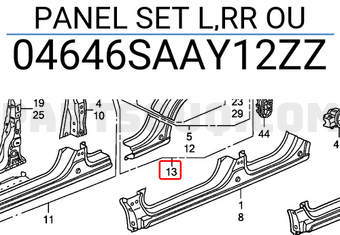 Honda 04646SAAY12ZZ PANEL SET L,RR OU