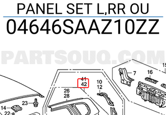 Honda 04646SAAZ10ZZ PANEL SET L,RR OU