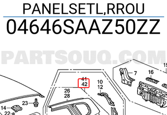Honda 04646SAAZ50ZZ PANELSETL,RROU