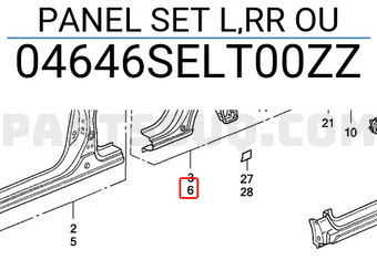 Honda 04646SELT00ZZ PANEL SET L,RR OU
